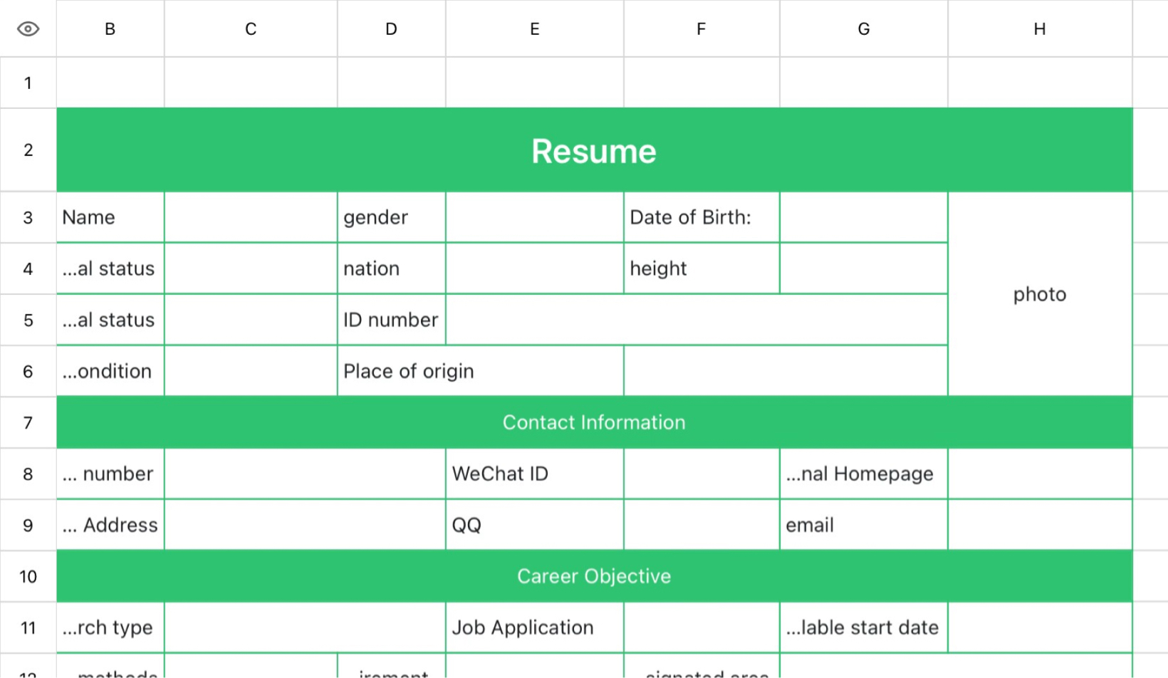 Green Personal Resume